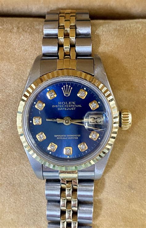 women's blue face rolex watch